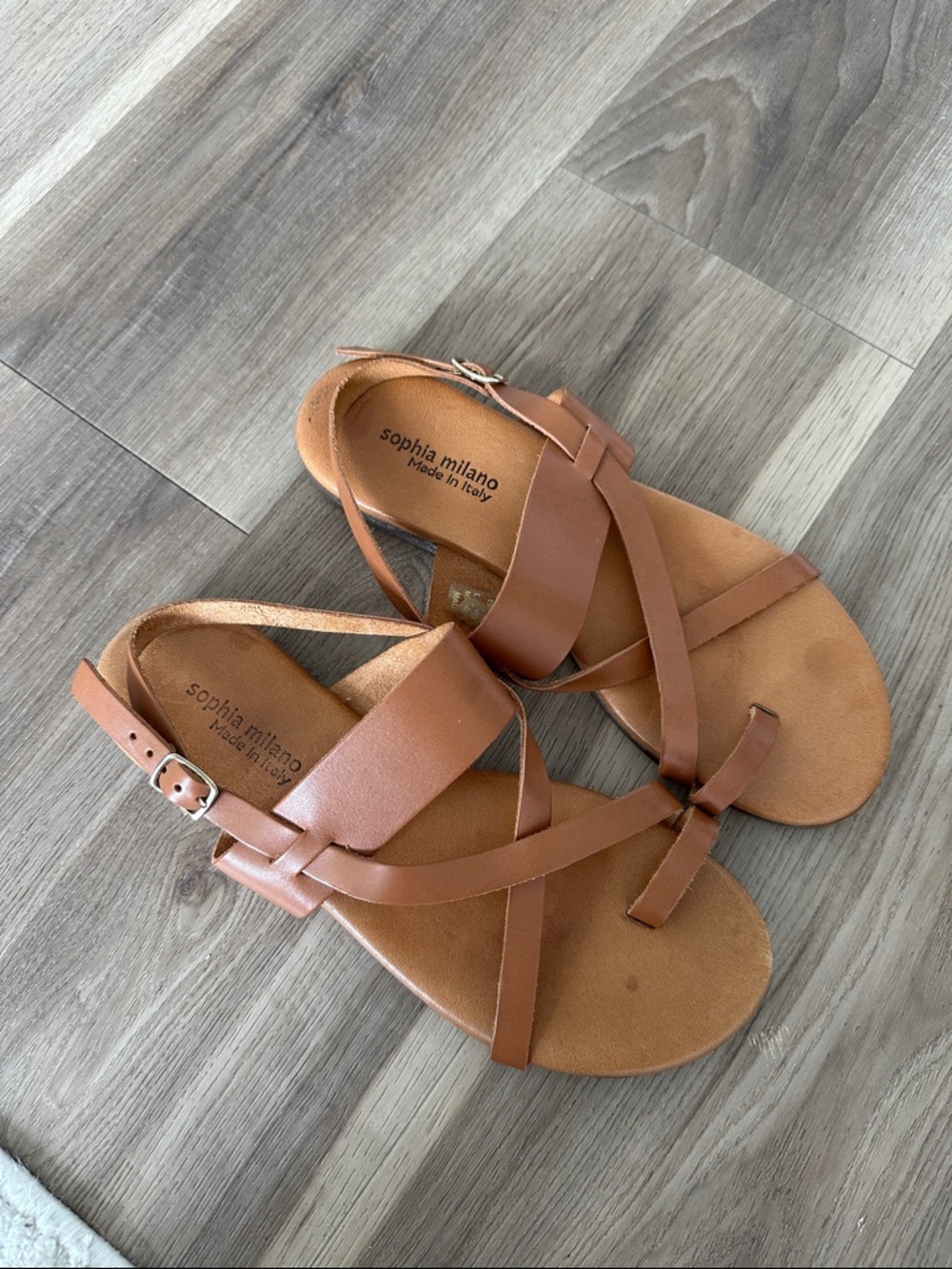 Sophia Milano Tan Leather Strappy Women's Sandals